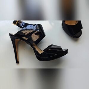 Michael Kors Peep Toe Stilettos Black PVC 7.5 M gently worn once